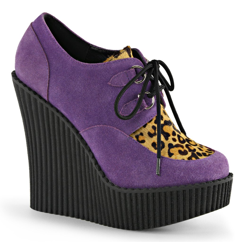 Creepers Demonia Creeper 304 Vegan Suède Femme - Violette 63485-HKRJ